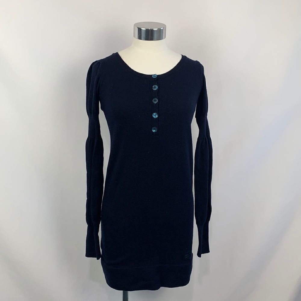 Burberry blue knit button front dress